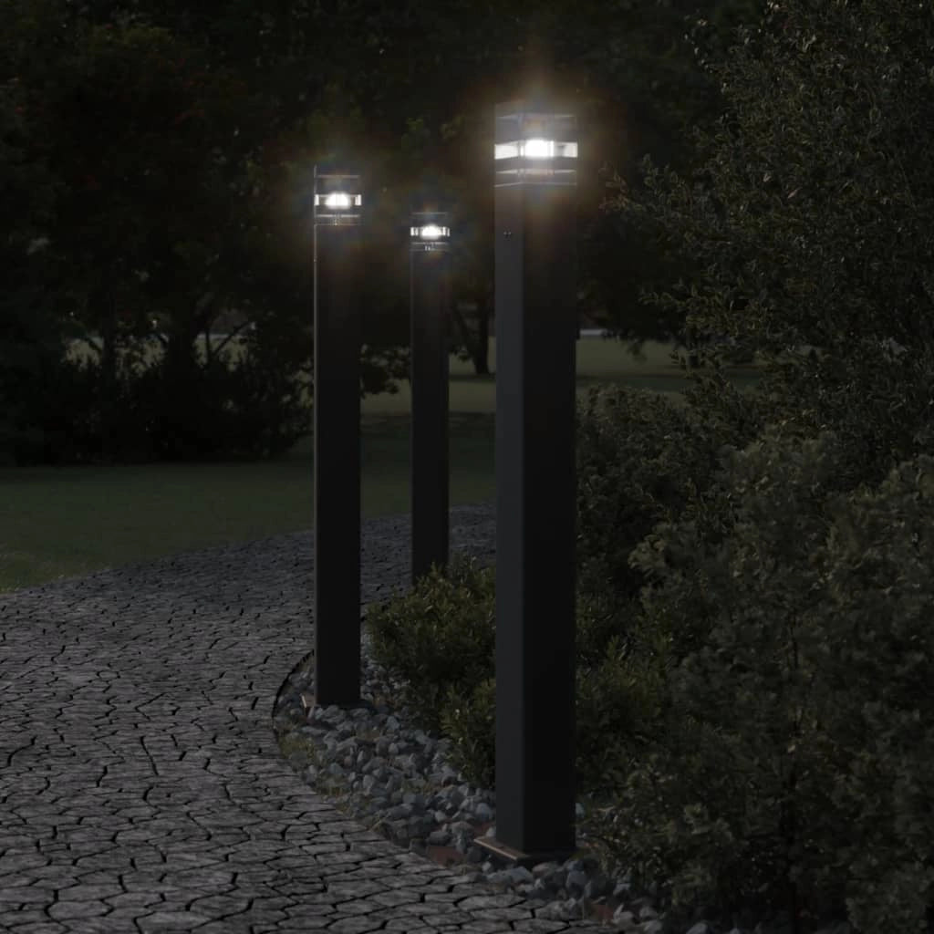 Lampada da terra per esterno con presa 110 cm alluminio nero 02_0042528