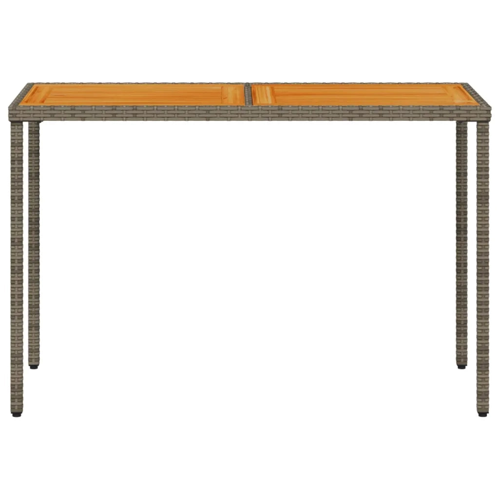 Tavolo Giardino Piano Legno Acacia Grigio 115x54x74 Polyrattan 365076