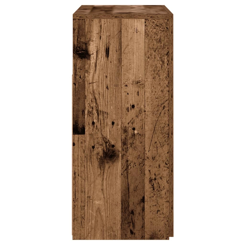 Buffet credenza cassettiera armadio mobile contenitore organizer per cucina soggiorno salotto e luci a LED legno invecchiato 80 x 35 x 75 cm legno ingegnerizzato legno vecchio 02_0031754