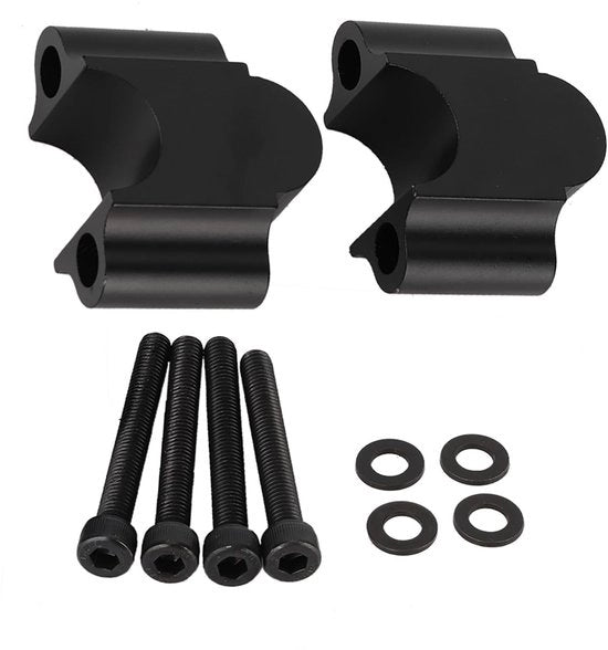Sostegno per Manubrio in Alluminio - Fermo Universale - Adatto per 7/8'' (22mm) - Regolabile - Nero - Altezza di 30mm - Sostegno per Motocicletta