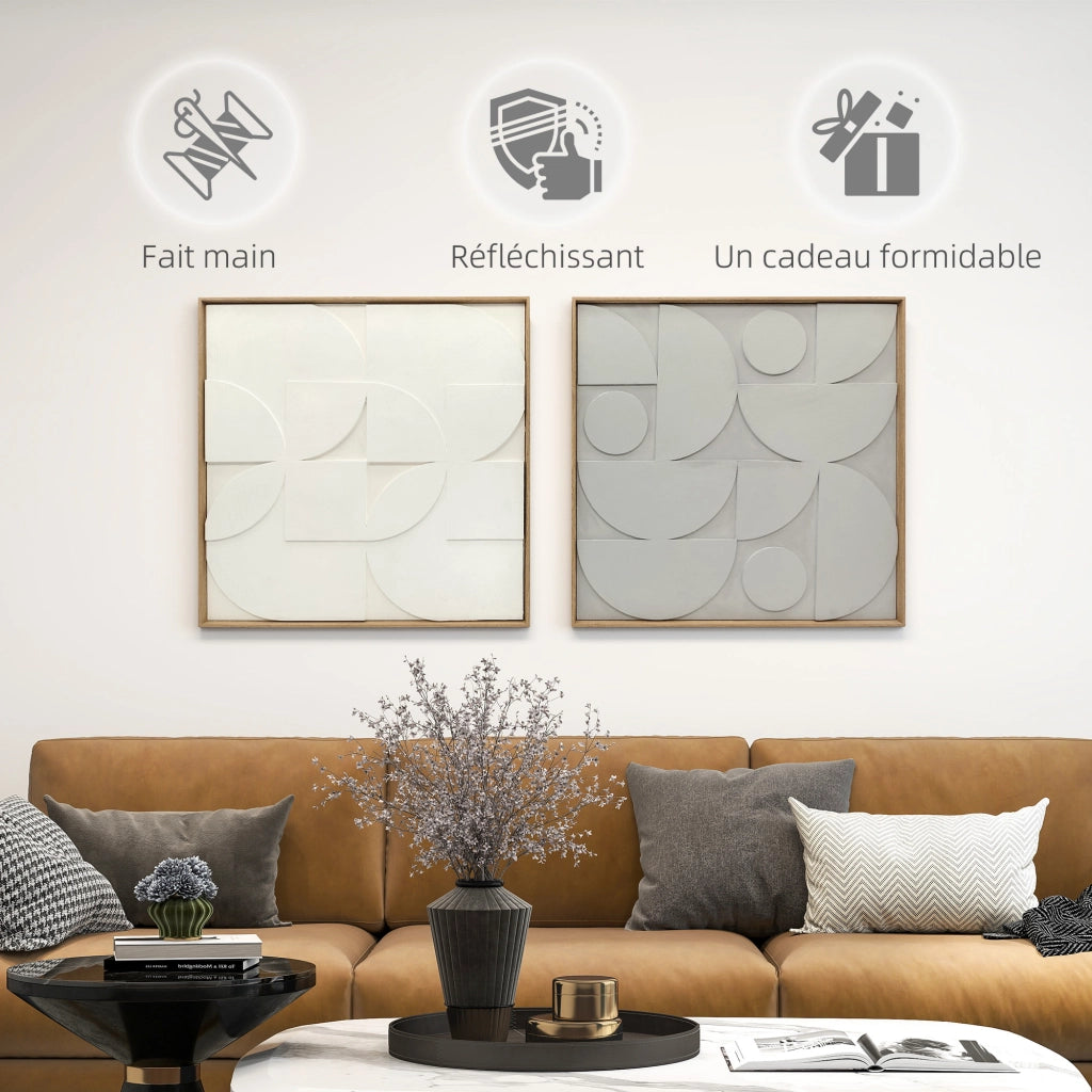 Quadro 3D in legno ¨C zephmum ¨C bianco 80x80 cm