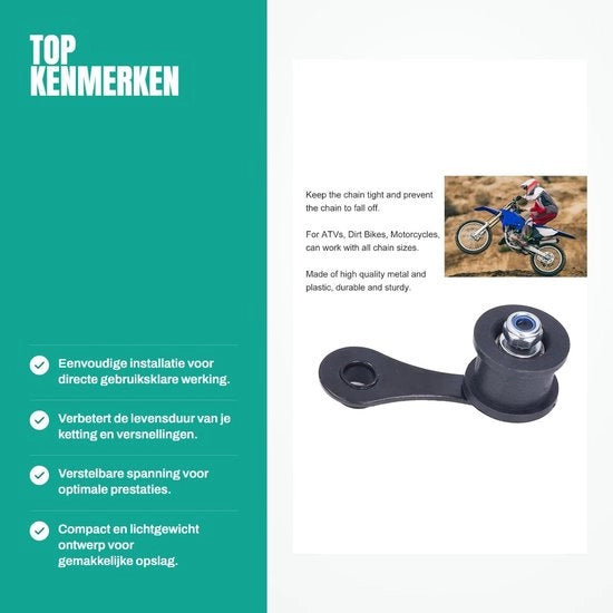 Kit per regolazione catena con manovella - Adatto per ATV e motocicli - Materiale metallico e plastico - Nero - Fondamentale per la regolazione della catena - Componente motore