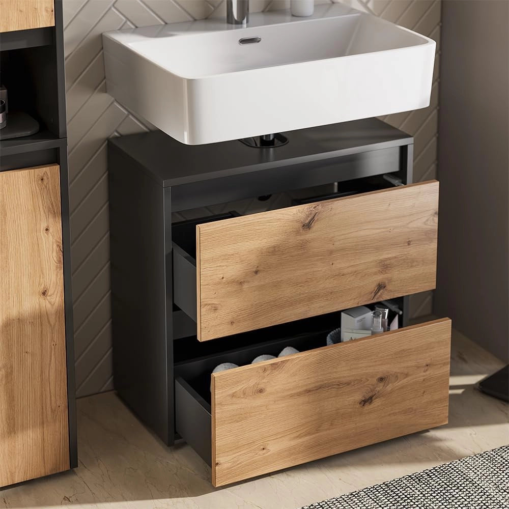 Set di mobili da bagno Majest, Antracite/Artisan, 3 parti