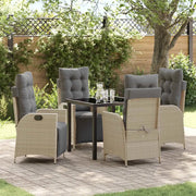 Set da Pranzo per Giardino con cuscino 5 pcs Beige polyrattan 3380562