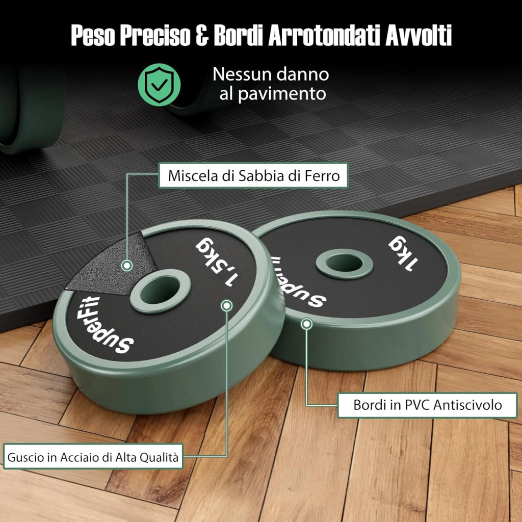 Set di Manubri Regolabili, Set di Pesi Liberi con Connettore, Attrezzi da Palestra Domestica 4 in 1 Include Bilanciere, Manubri, Kettlebell & Supporto per Flessioni per Donne e Uomini