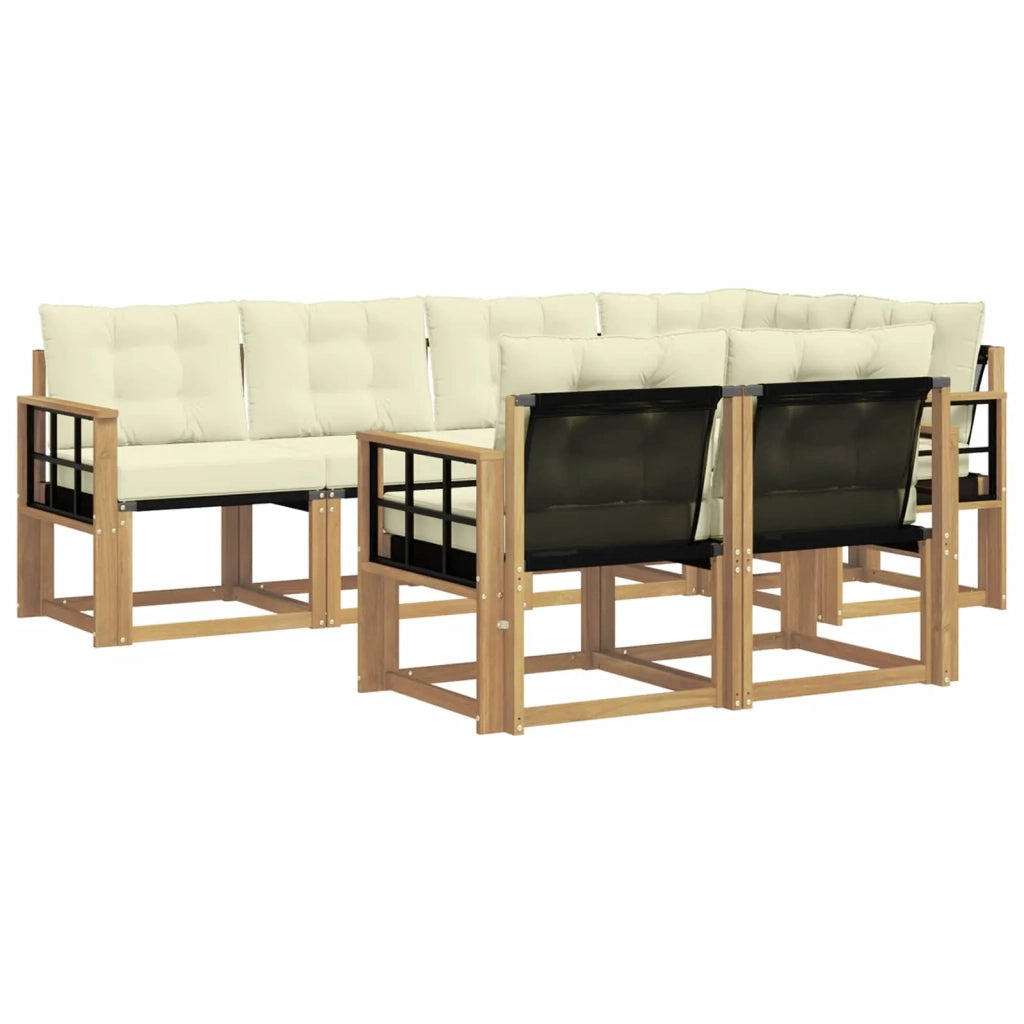 Set di divani da esterno 7 pz Bianco e Crema 3389576
