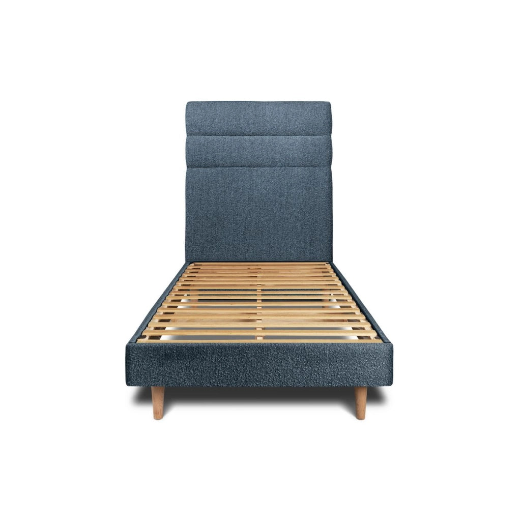 Letto 90x200 cm con testiera in linea - tessuto bouclé