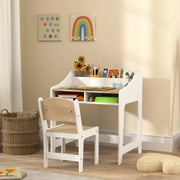 Set scrivania e sedia per bambini in legno con vani