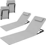 Set di 2 Lettino da Spiaggia, Lettino Prendisole, Lettino Pieghevole, Schienale Regolabile in 3 Angolazioni, con Poggiatesta, Sdraio da Spiaggia, in Oxford e Metallo,Grigio Chiaro