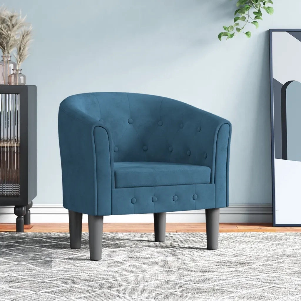 Poltrona | Sedia Relax Cabriolet Blu Scuro in Velluto