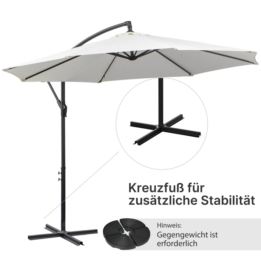 Parasole con manovella resistente alle intemperie 3 m x 3 m x 2;5 m in poliestere in acciaio