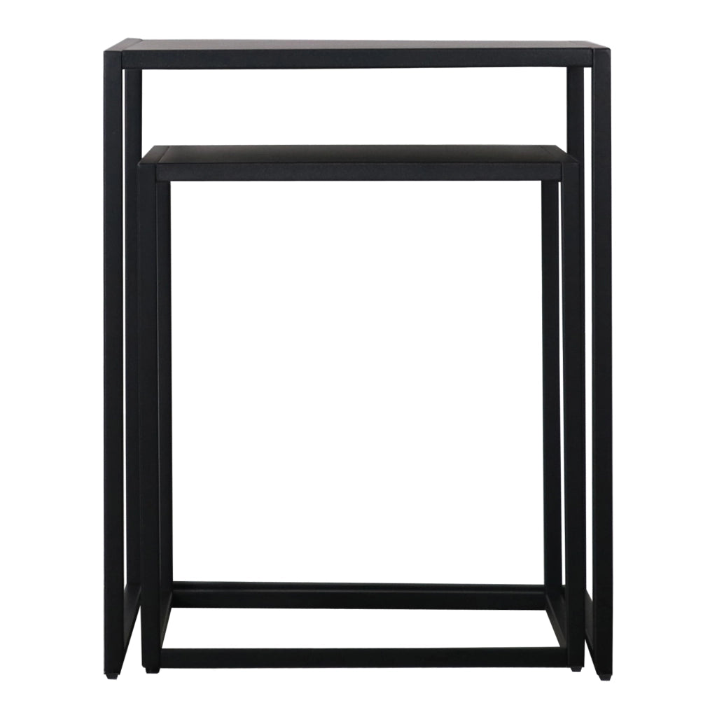 Set di 2 Tavolini Vejen Sovrapponibili Piano Quadrato - Acciaio Nero opaco [en.casa]