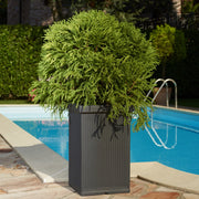 Garden Italia Vaso per Piante Quadro Millerighe Alto GQMH 42×63 cm in Resina – Resistente al Gelo e Antiurto Colore: Antracite