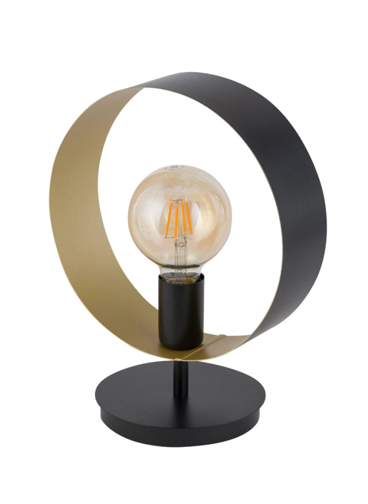Lampada da tavolo moderna ad anello nero-oro Happy E27 15W Sigma