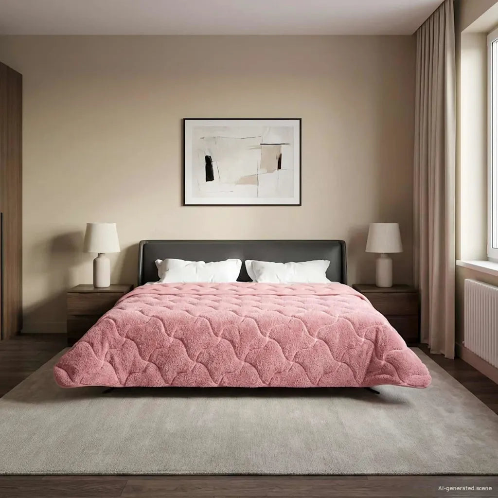 Duvet Invernale Rosa 200 x 220 cm Microfibra e Fleece Teddy 42026345