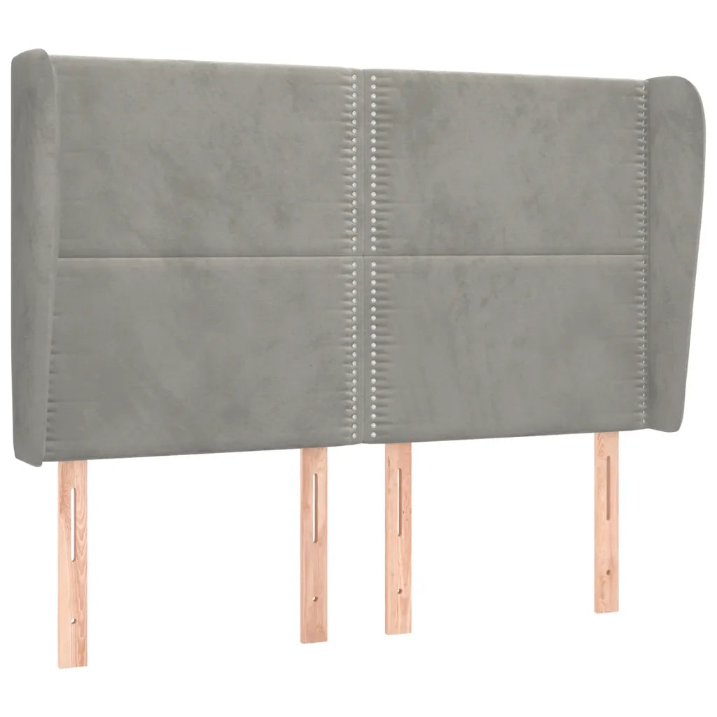 Testiera ad Orecchio Grigio Chiaro 147x23x118/128 cm in Velluto