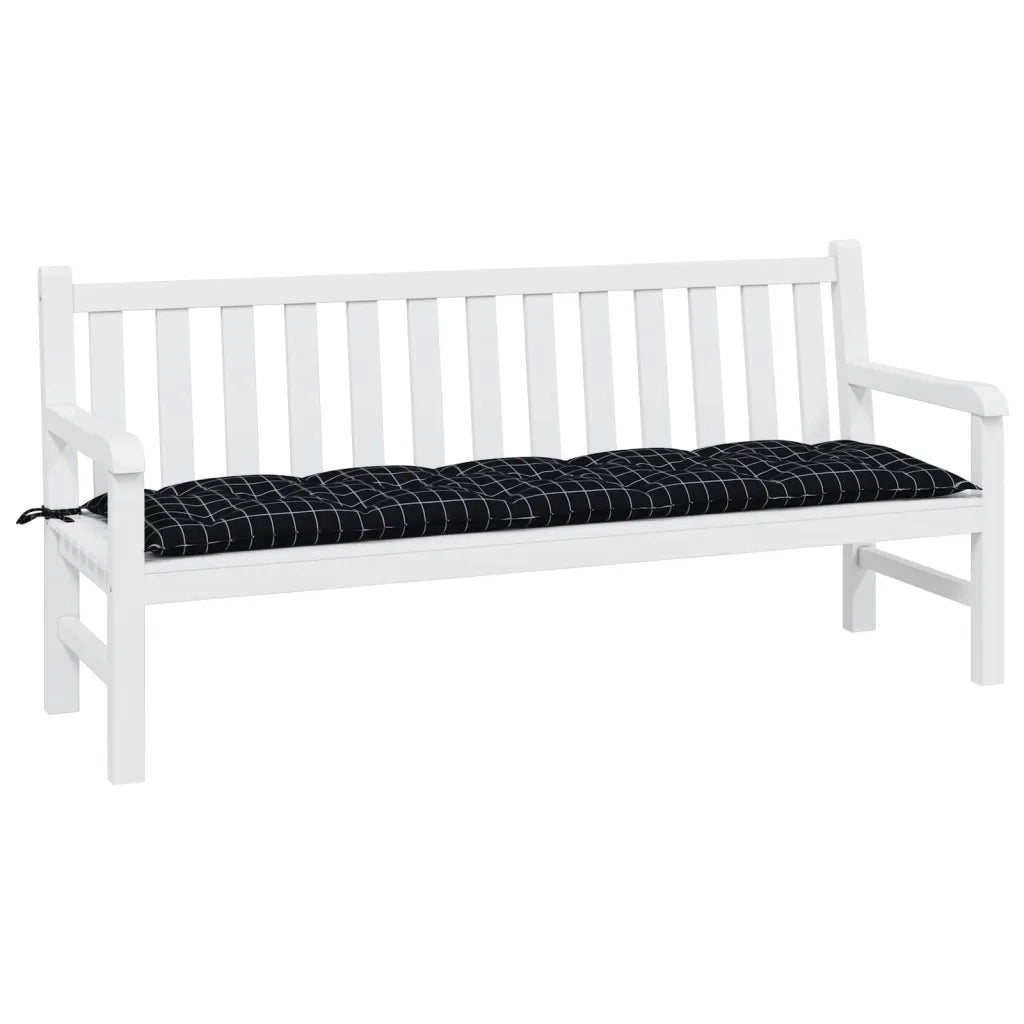 Cuscino per Panca-Cuscini per panchina a Quadri Neri 180x50x7 cm in Tessuto Oxford