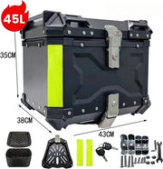 Topcase da Motocicletta in Alluminio 45L - Nero - Spazio di Carico Robusto e Impermeabile per Casco e Accessori