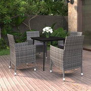 Set da Pranzo per Giardino 5 pz con Cuscini Polyrattan e Vetro cod mxl 40966