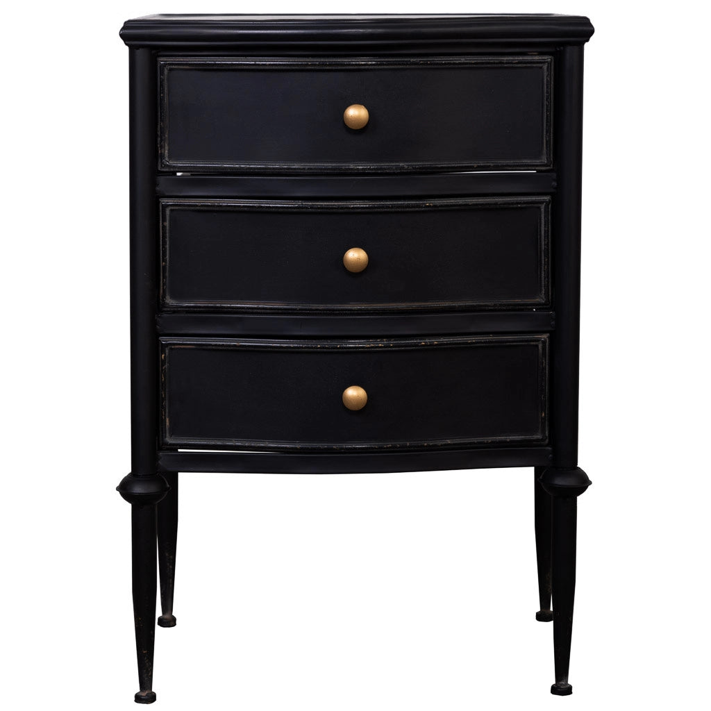 Tavolo con 3 cassetti in metallo invecchiato nero 46x36x68