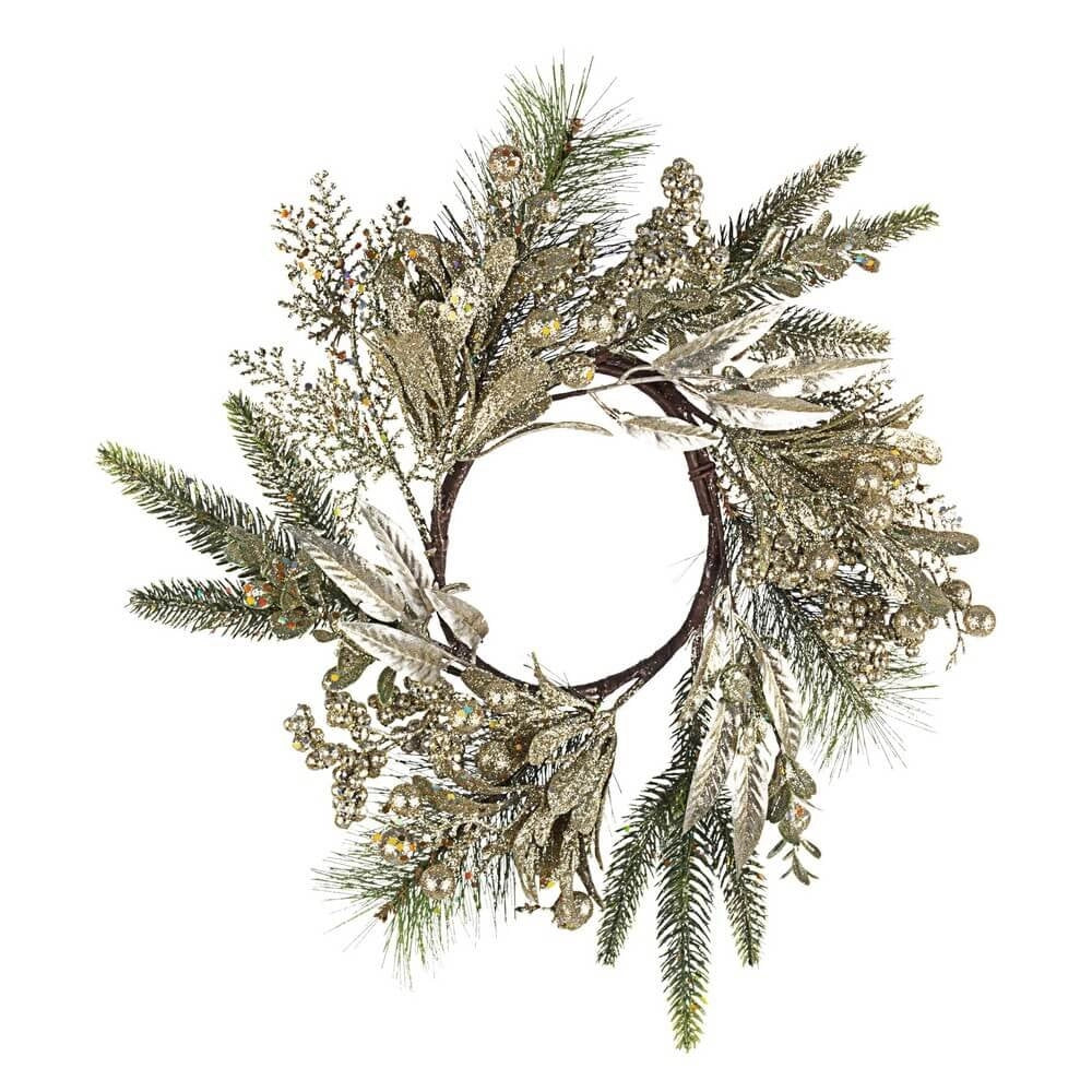 Corona Decorativa Admiral con Bacche Oro Diametro 35cm (6 Pezzi)