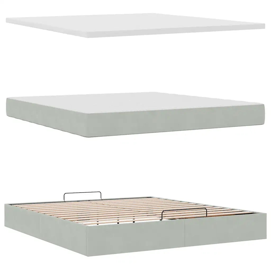 Struttura Letto Pouf con Materasso 160x200 cm in Velluto
