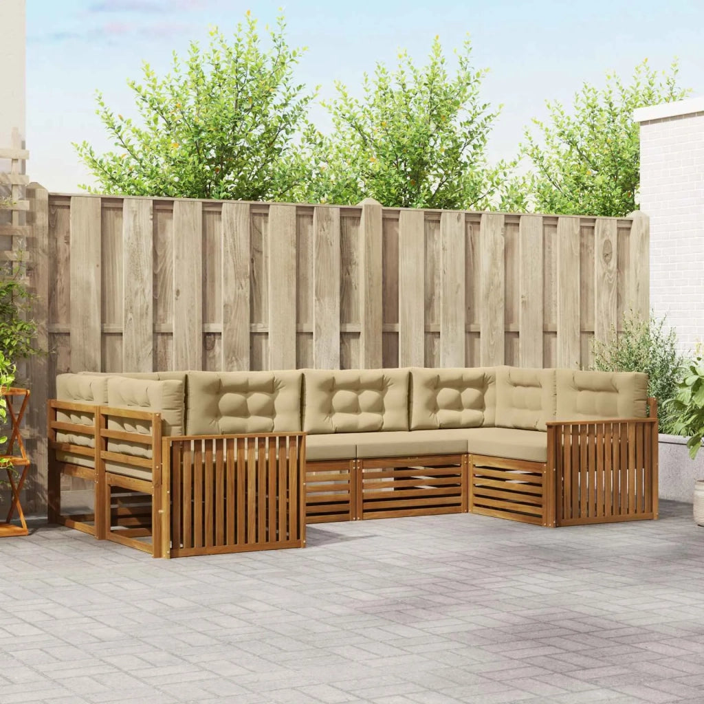 Set di divani da esterno con cuscino 6 pcs Naturale e Beige 3374018