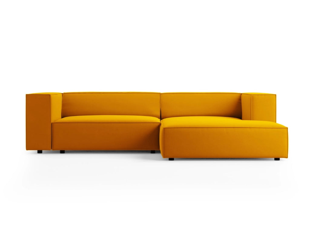 Cosmopolitan Design - Divano angolare destro "Arendal" 3 posti in velluto giallo 