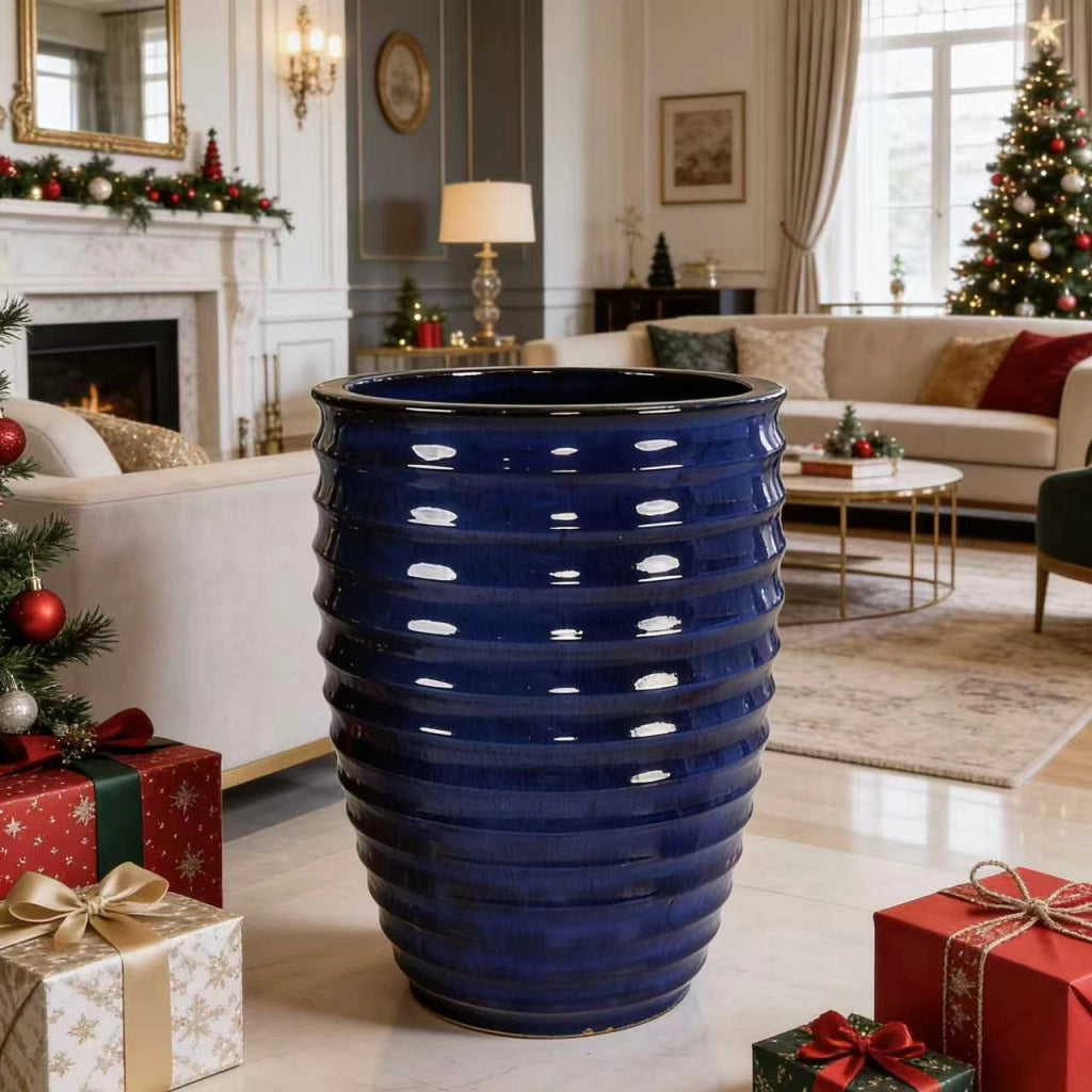 VASO Portapiante in ceramica Ø 42 x H 54 cm Blu zaffiro smaltato