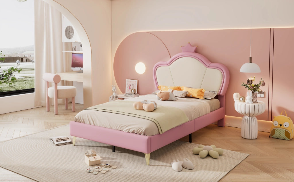 letto imbottito pu rosa bianco 90x200 cm