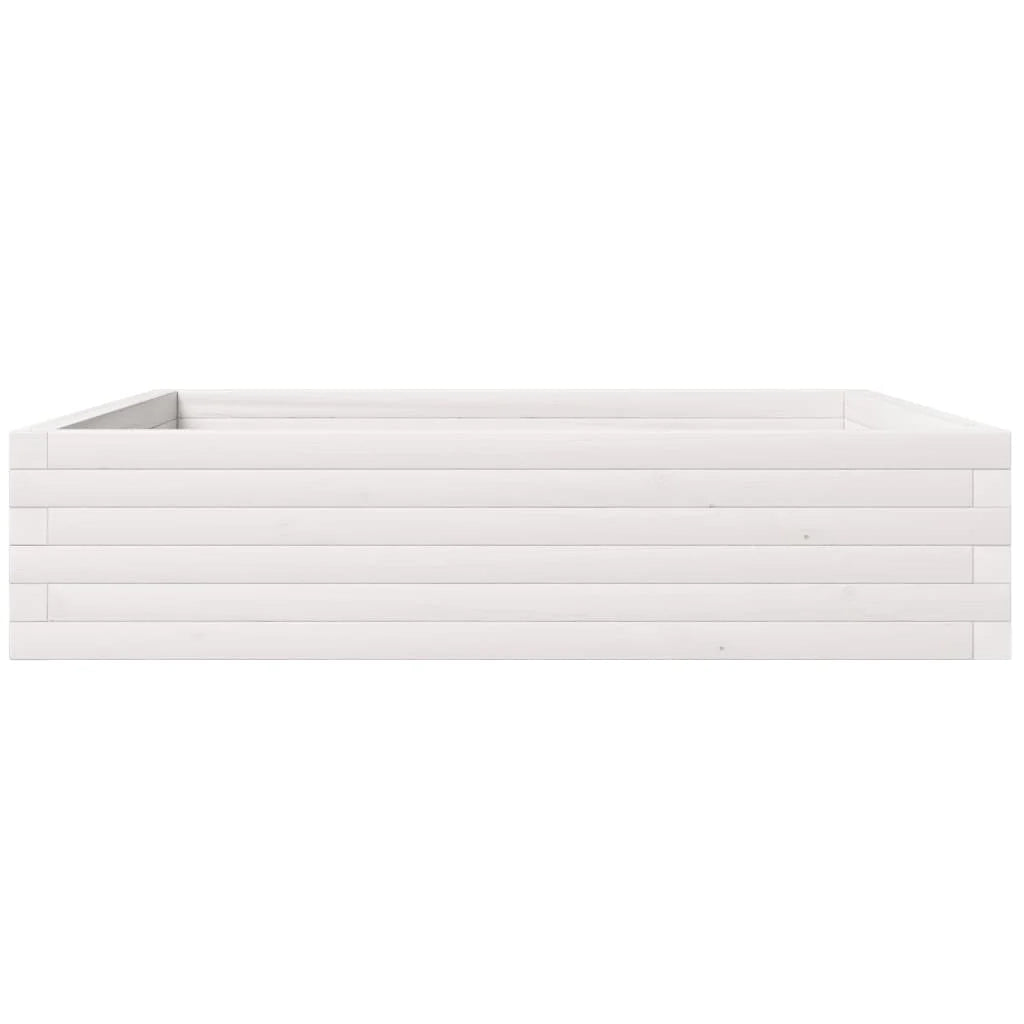 Fioriera rialzata per piante fiori terrazza giardino 100 x 100 x 23 cm legno di pino massiccio bianco 02_0037251