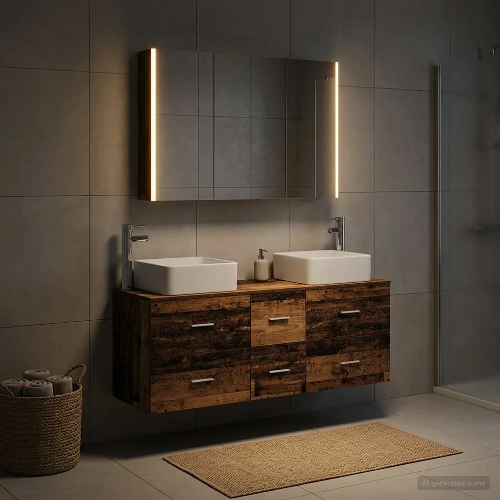 Set di mobili per il bagno 4 pcs Legno antico 3406789