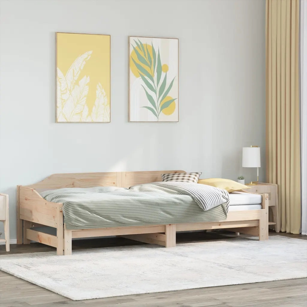 Divano Letto con Letto Estraibile 80x200cm Legno Massello Pino 850902