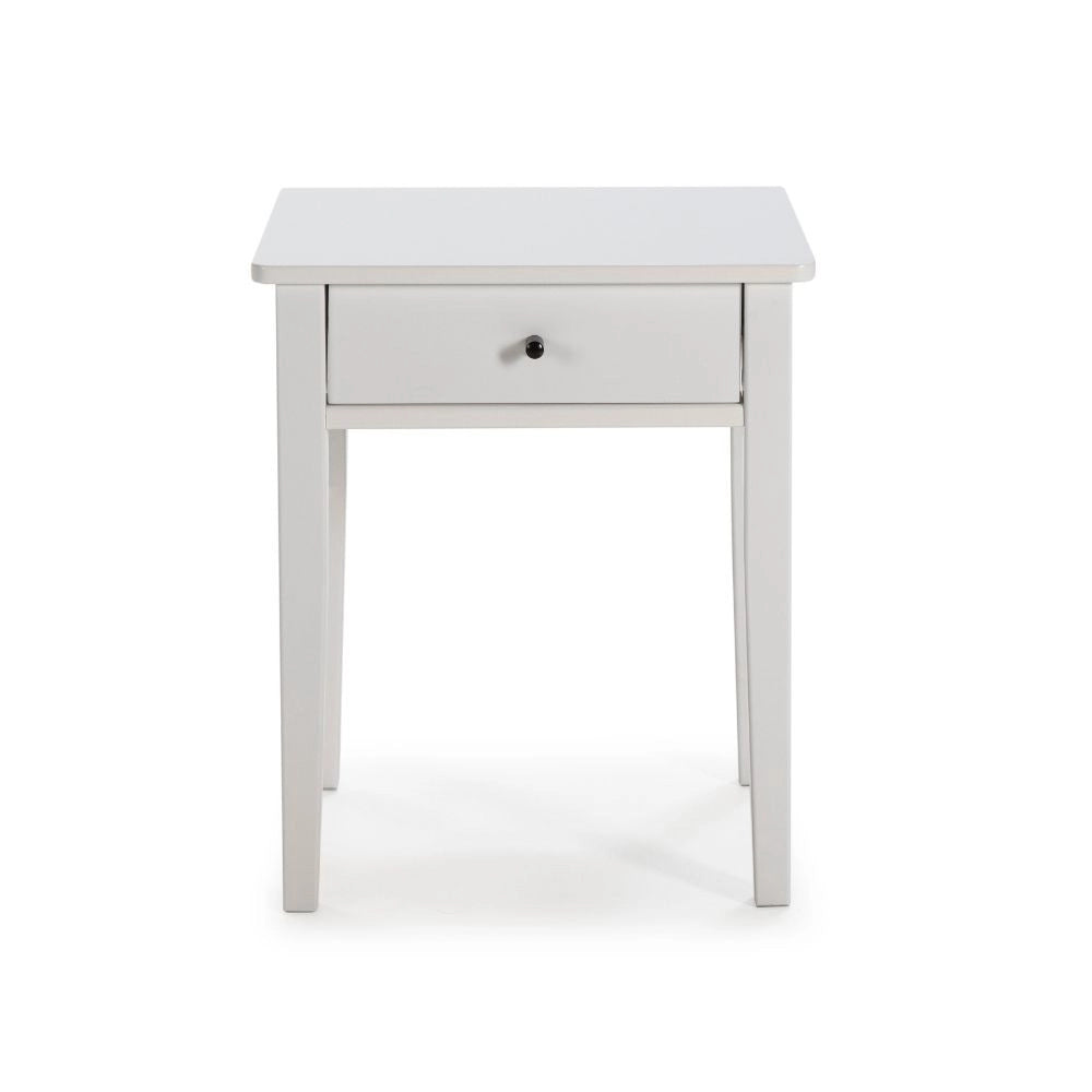 Comodino Bart in legno massiccio bianco e cassetto – Eleganza e funzionalità quotidiana