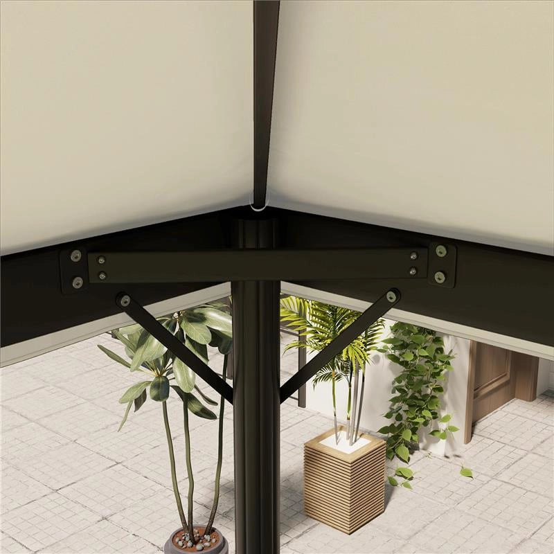 COPERTURA PER GAZEBO DA GIARDINO 3X4 M A 2 LIVELLI IN TESSUTO OXFORD 600D CON FORI DI DRENAGGIO BIANCO CREMA