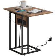 Tavolino da salotto con piano pieghevole e stazione di ricarica ¨C Minimal ¨C 39x29x57 cm, marrone e nero