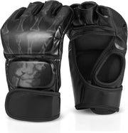 Manopole MMA - Manopole da Combattimento - Allenamento Sportivo - Disegno Senza Dita - 25,4 x 12,7 cm - Nero