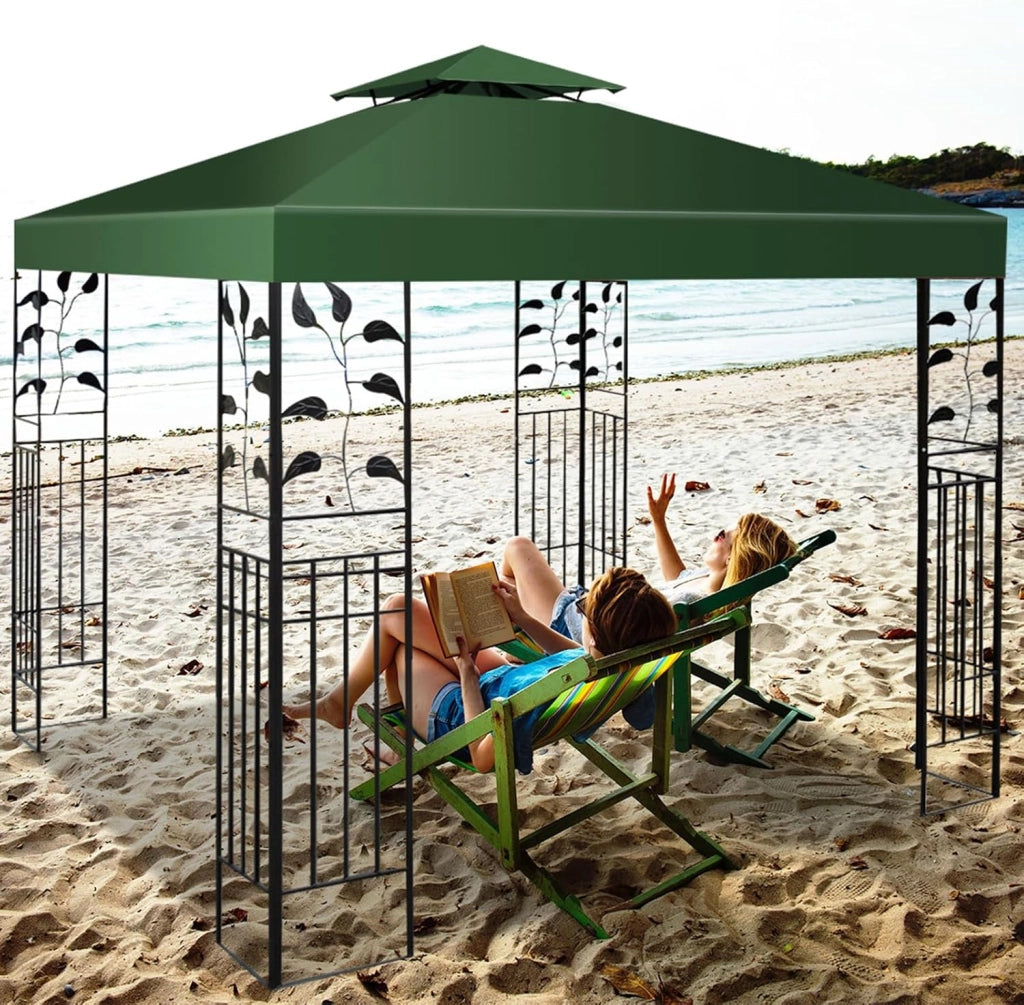 Tetto Gazebo di Ricambio per Gazebo, 3 x 3 m, per Giardino, Balcone, Spiaggia, Impermeabile, Doppio Tetto, Verde Scuro