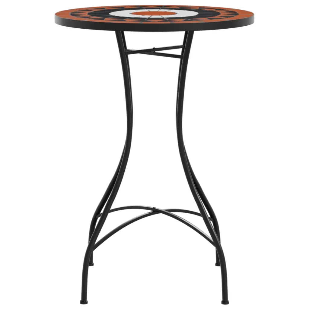 Tavolino da Giardino | Tavolino Bistrot con Mosaico Terracotta e Bianco Ceramica