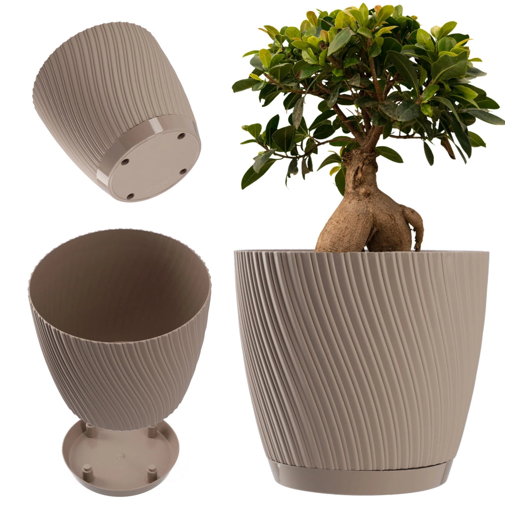 Vaso da fiori KADAX con supporto, coperchio, ciotola rotonda, 13 cm, marrone