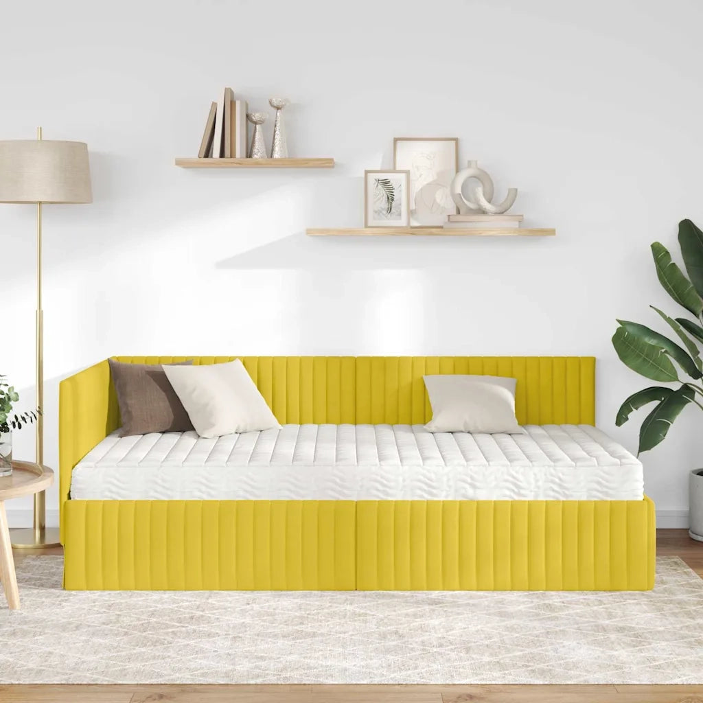 Struttura Letto Angolare con Materasso 2 pz-Giroletto con materasso Giallo Velluto 674142