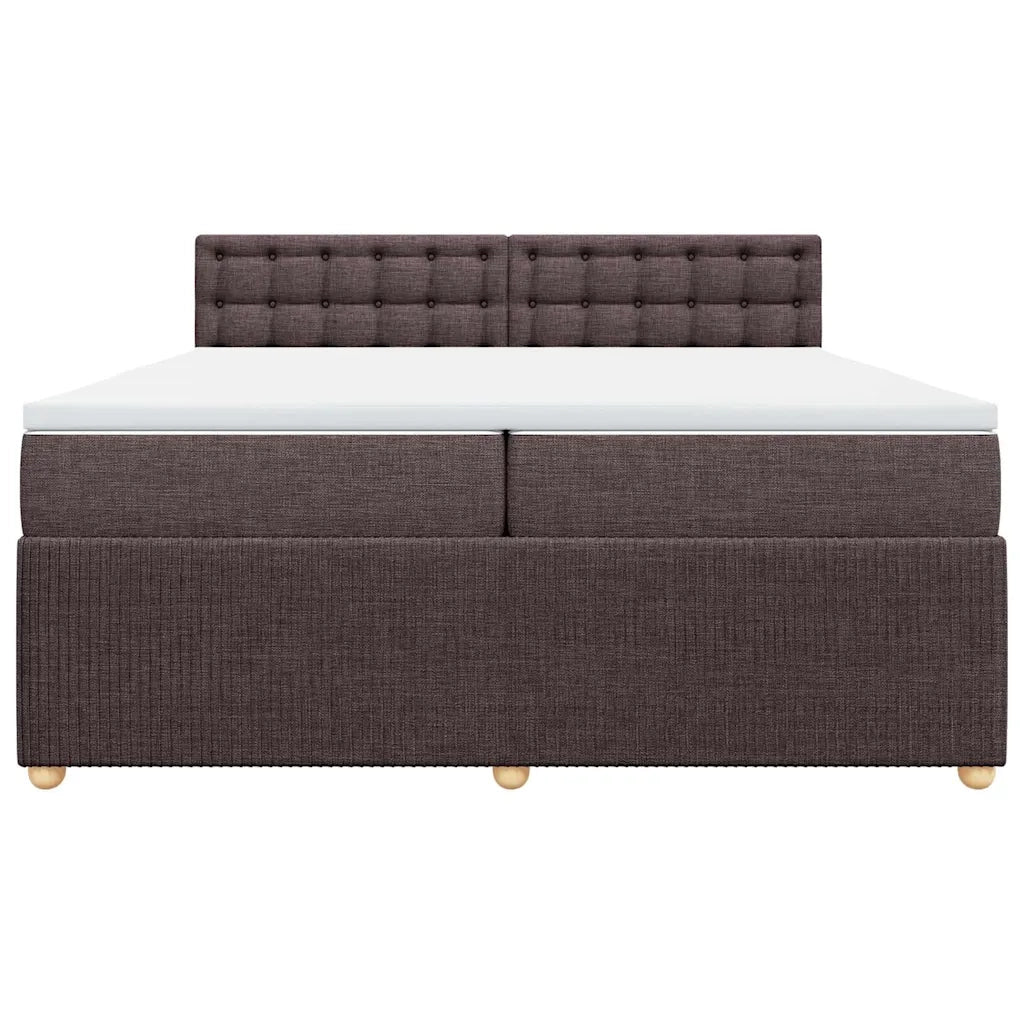 Giroletto a Molle con Materasso Marrone Scuro 200x200cm Tessuto