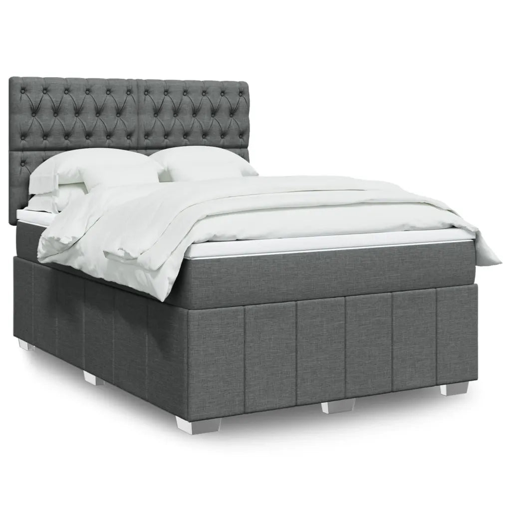 Giroletto a Molle con Materasso Grigio Scuro 160x200 cm Tessuto