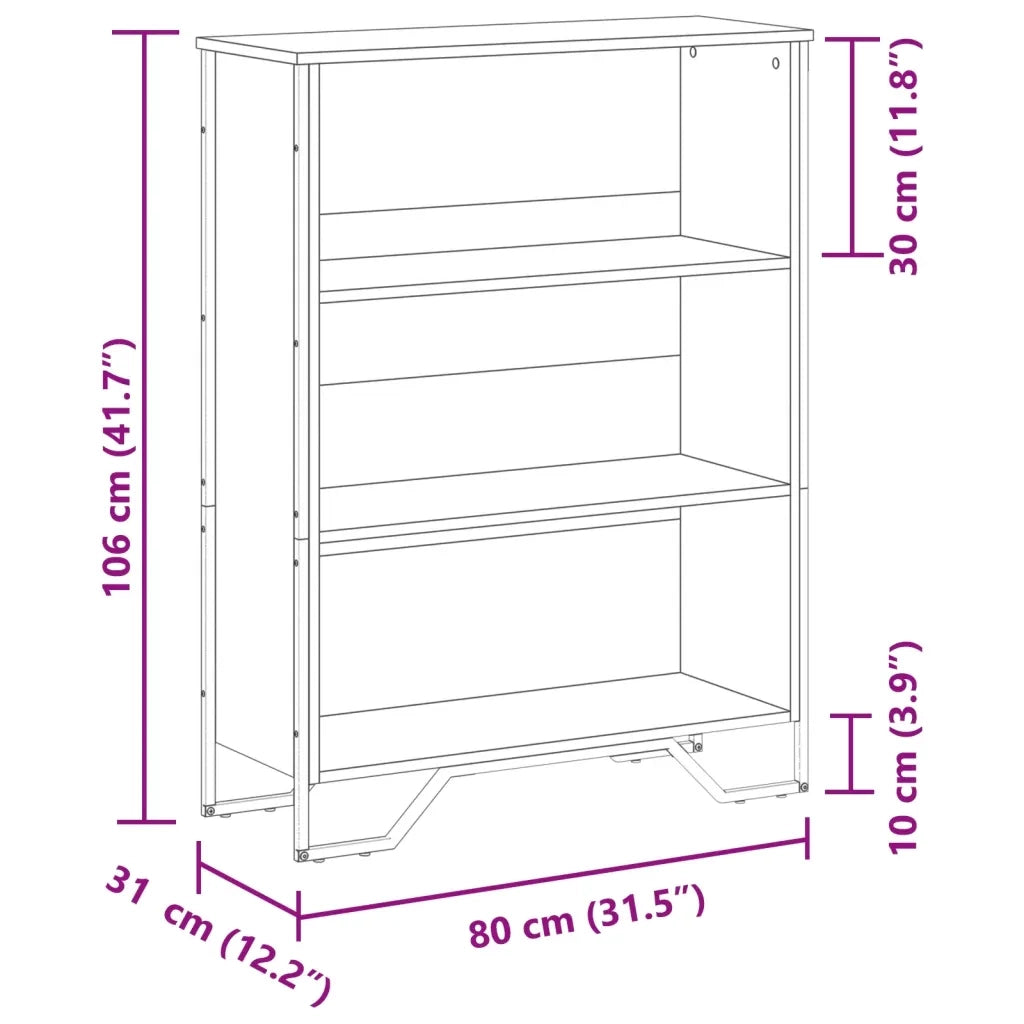 Libreria-Scaffale per Libri-Mobile di Stoccaggio Rovere Marrone 80x31x106 cm in Legno Multistrato