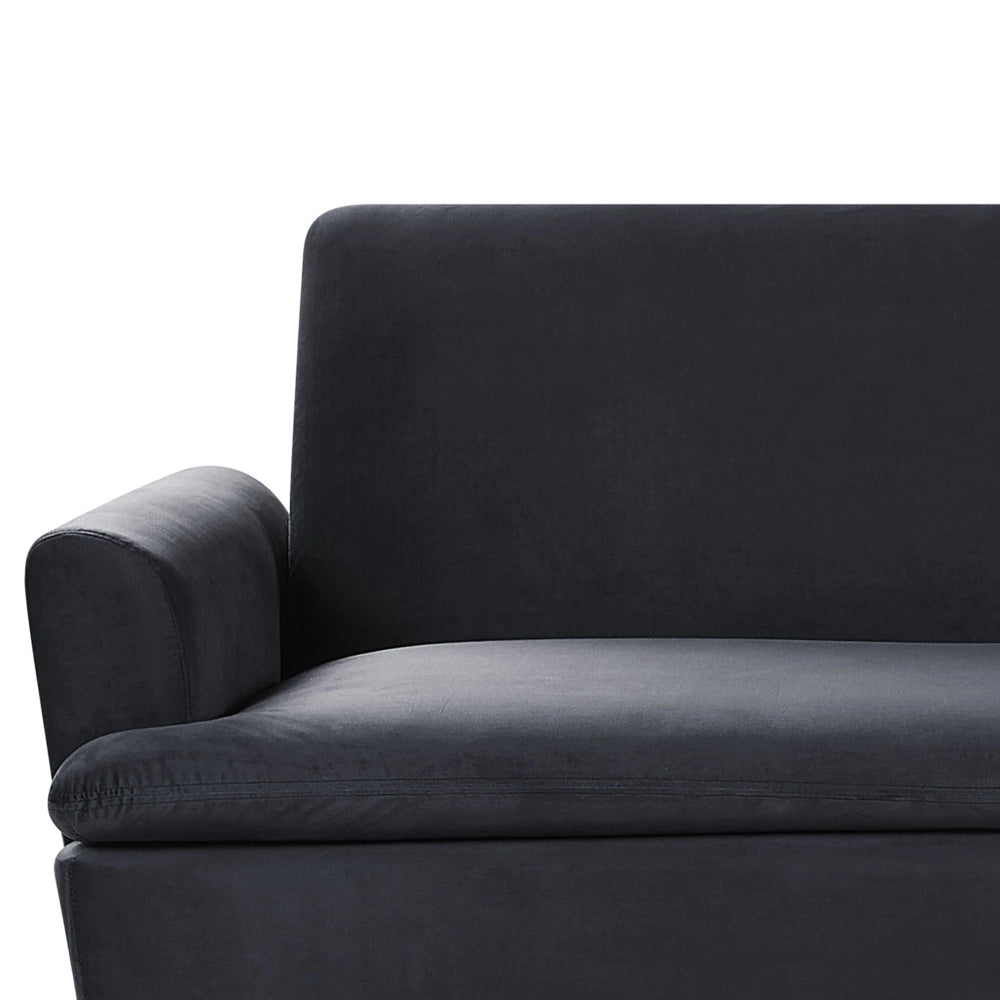 Divano Letto in Velluto Nero 3 Posti Click Clack Gambe In Metallo Dorato