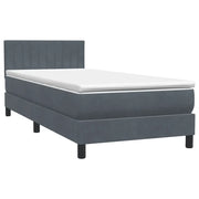Letto singolo | Letto per adulti | Giroletto a Molle con Materasso Grigio Scuro 80x210 cm Velluto