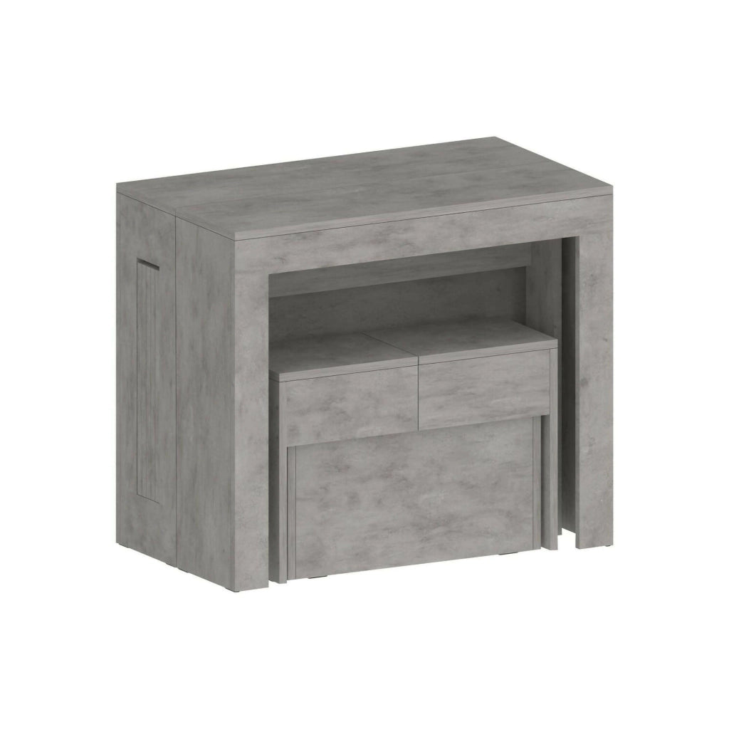Set tavolo e sedie Badesi, Composizione multiuso, Set con consolle e 1 panca allungabili, 100% Made in Italy, 66x25h45 cm, Grigio