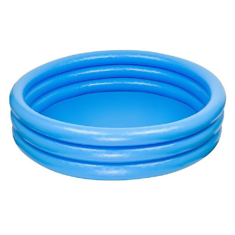 Trade Shop - Piscina Per Bambini Gonfiabile A Tre Anelli Crystal Blu 114x25 Cm Giardino 59416 -