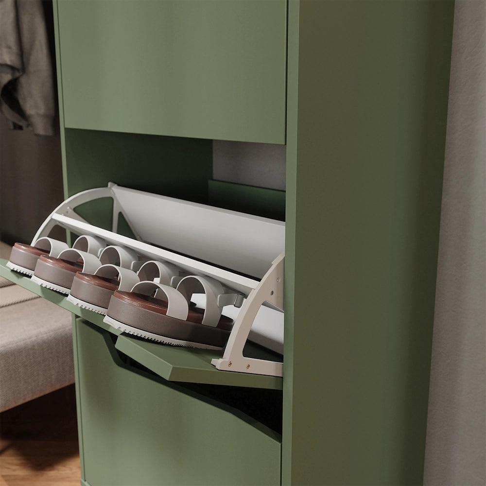 Vicco Scarpiera da ingresso Verde/Artigianale 60 x 129.5 cm con 3 scomparti