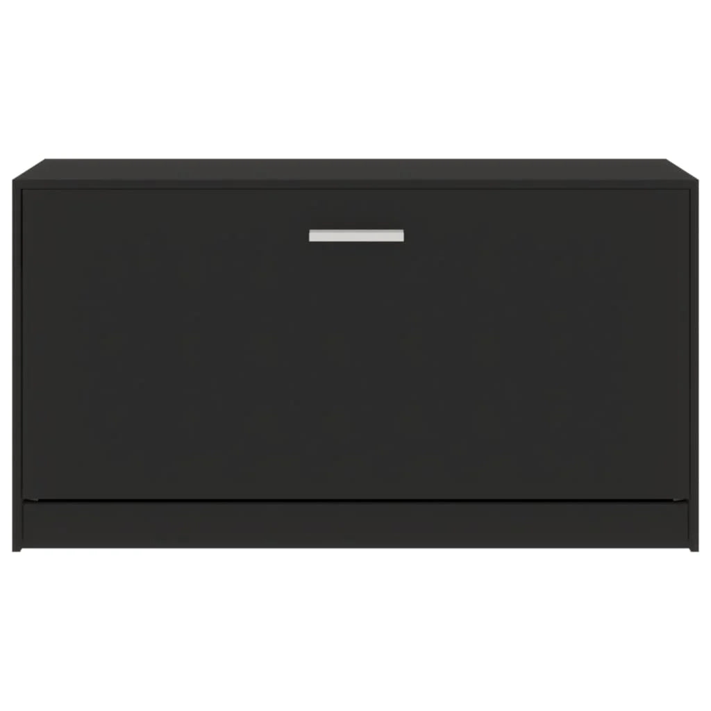 Panca portascarpe/stivali cassettiera scaffale mobiletto portaoggetti per ingresso 80 x 24 x 45 cm legno ingegnerizzato nero 02_0022995